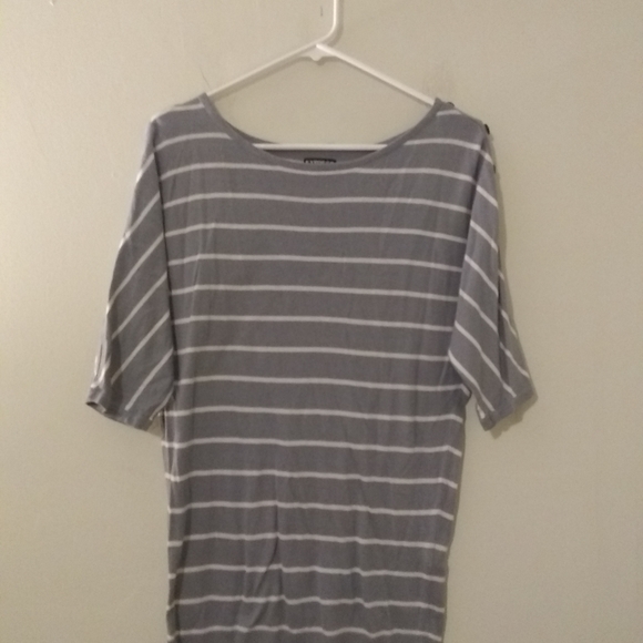 Express Gray Striped Cashmere Blend Dolman Sleeve Sweater Size S - Picture 6 of 9